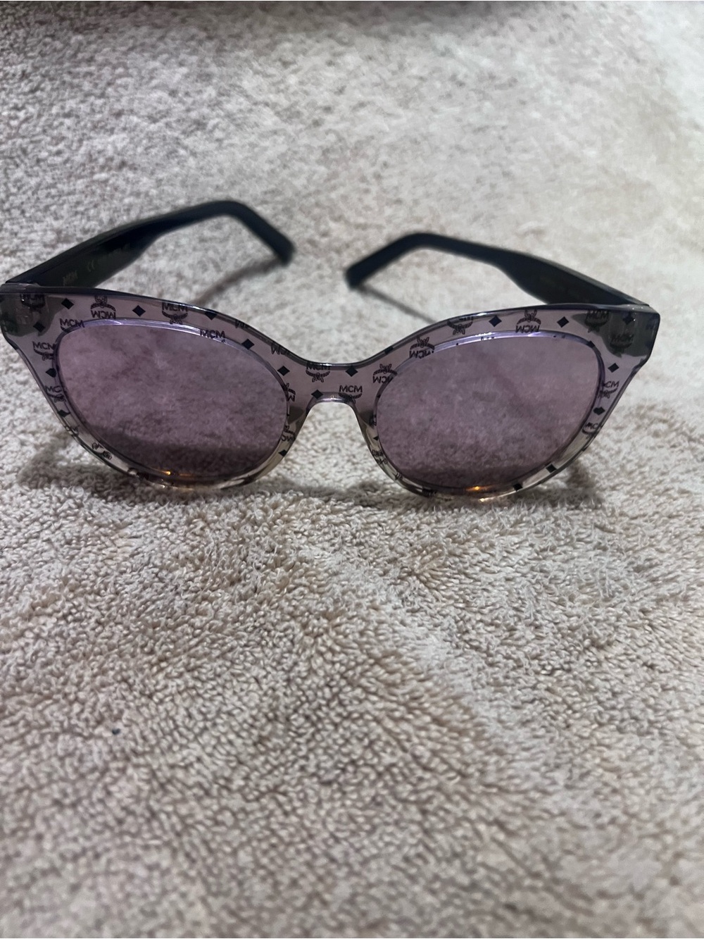 MCM Women's Translucent Purple Black Round Sunglasses